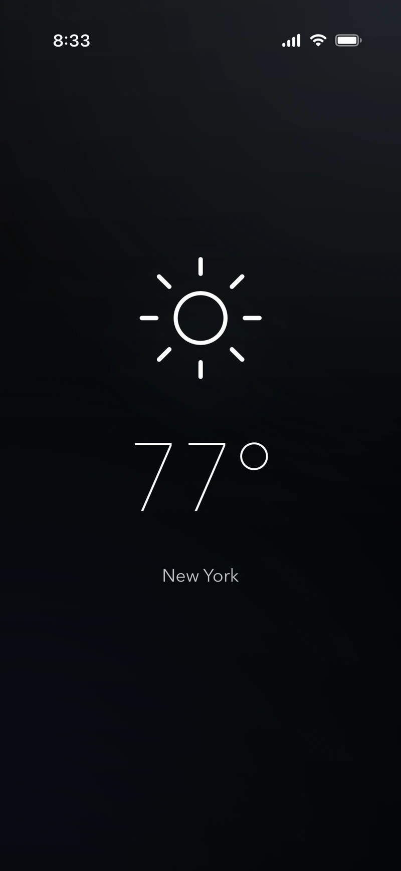 Viento showing a clear weather forecast for New York